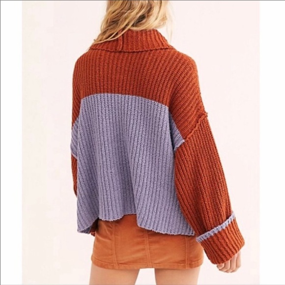 NEW Free People Geometric Cowl Neck Sweater Medium - Picture 2 of 4